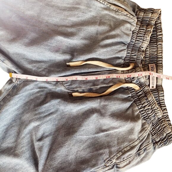 ZARA Drawstring Waistband Denim Jean Joggers Size Medium - Picture 5 of 7